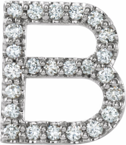14K White 1/10 CTW Diamond Single Initial B Earring