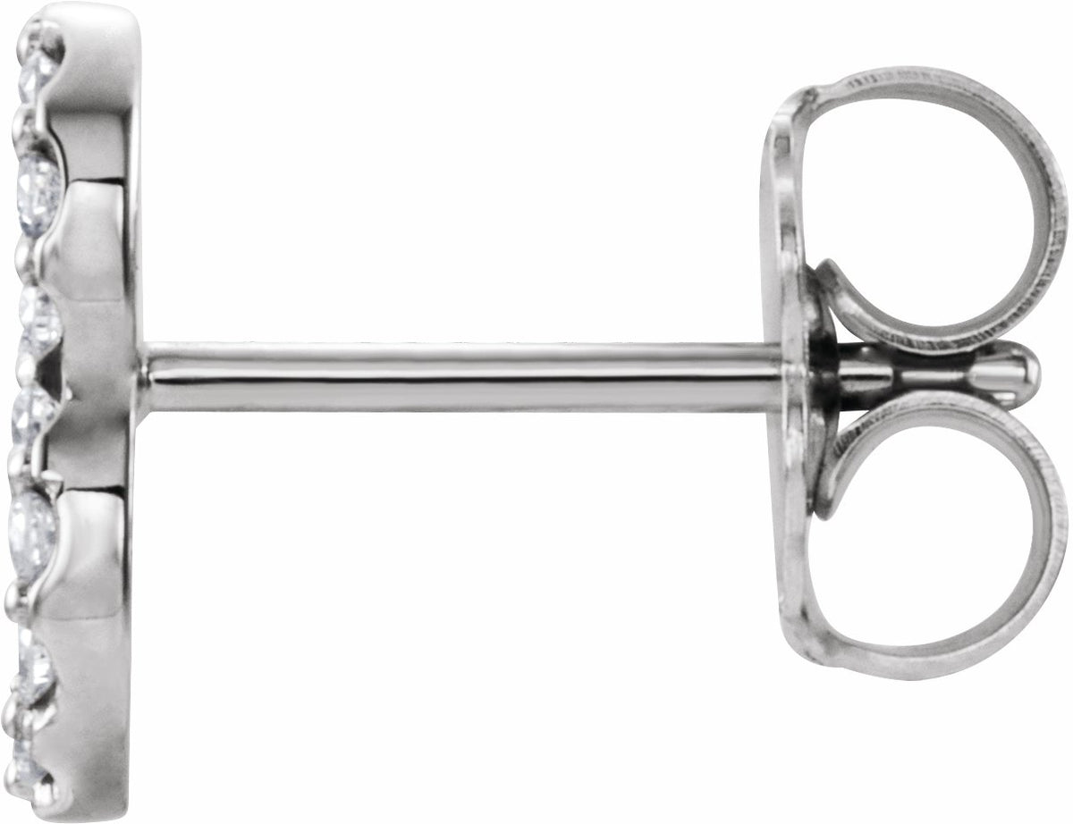 14K White 1/10 CTW Diamond Single Initial B Earring