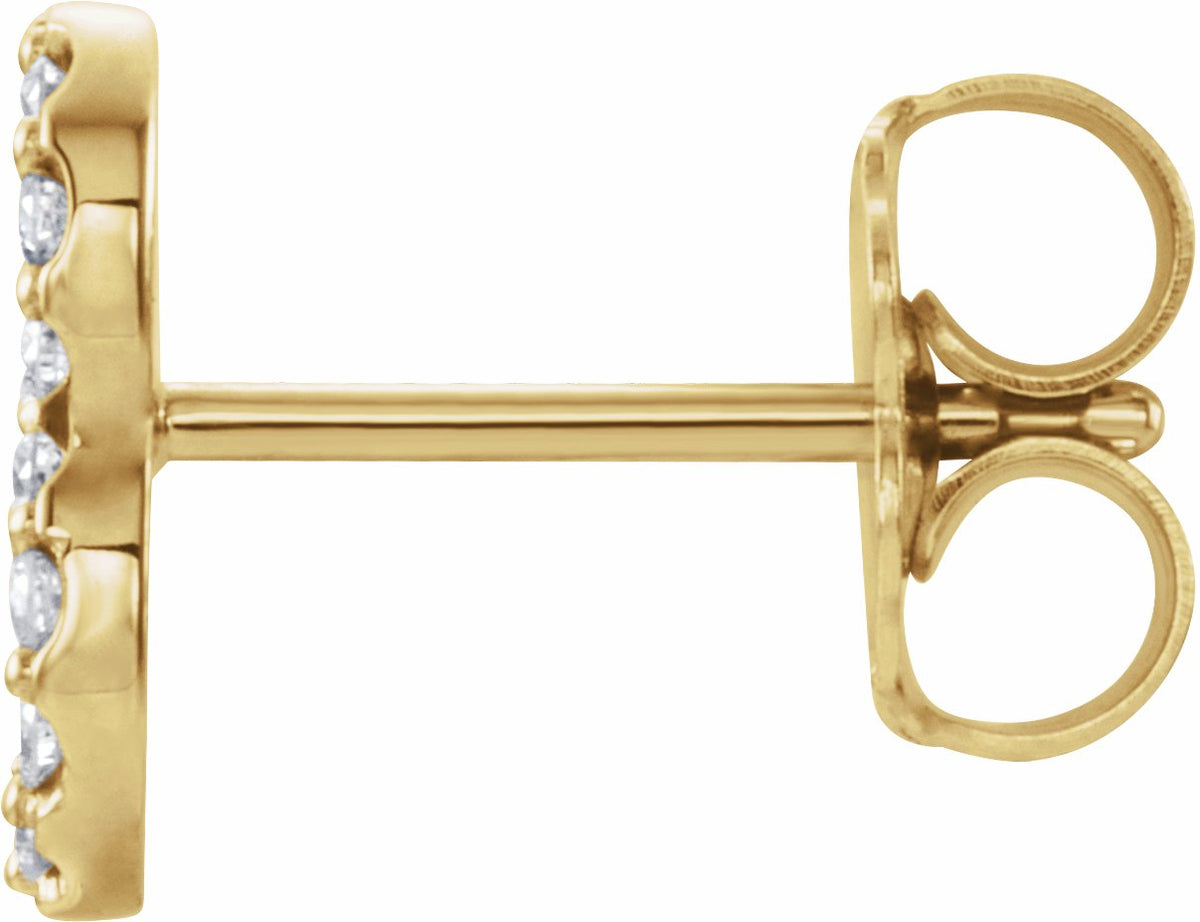14K Yellow 1/10 CTW Diamond Single Initial B Earring