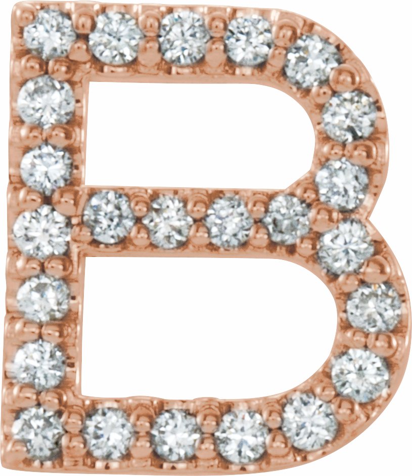 14K Rose 1/10 CTW Diamond Single Initial B Earring