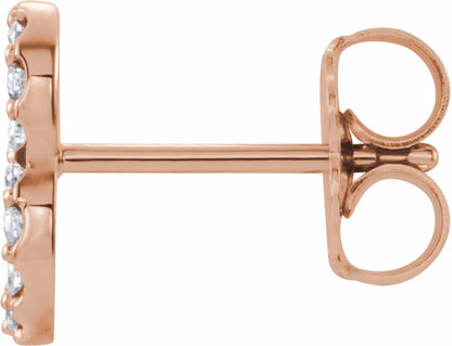 14K Rose 1/10 CTW Diamond Single Initial B Earring