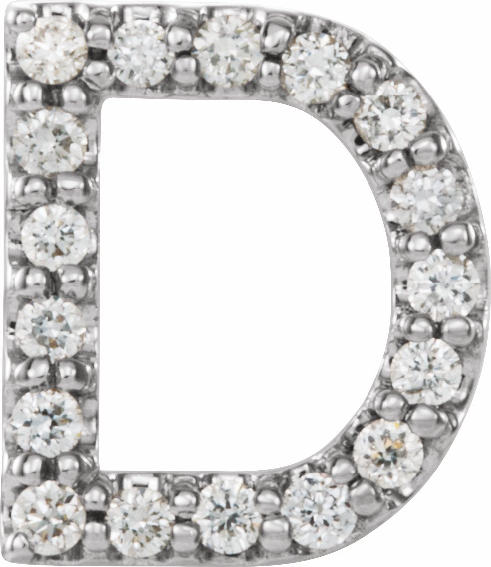 14K White .06 CTW Diamond Single Initial D Earring