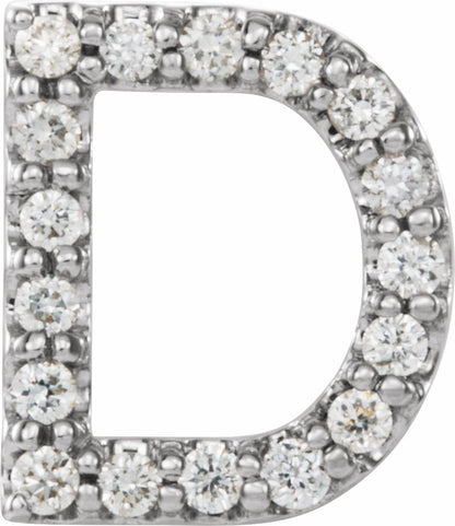 14K White .06 CTW Diamond Single Initial D Earring