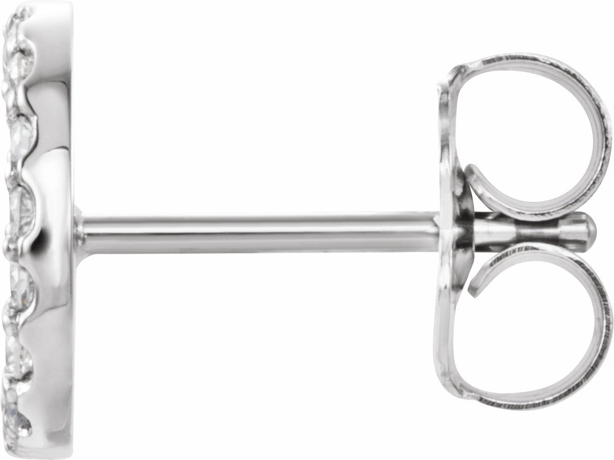 14K White .06 CTW Diamond Single Initial D Earring