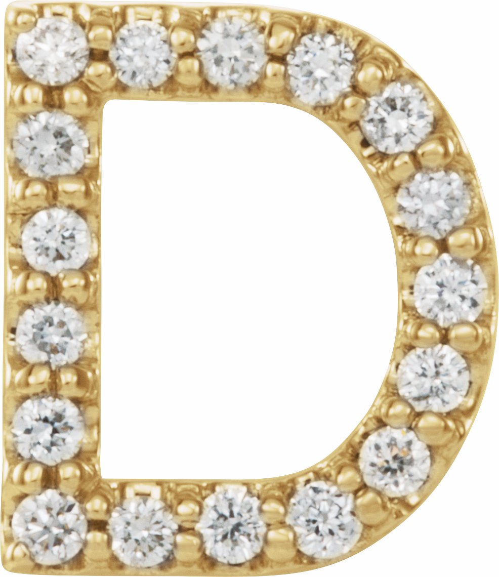 14K Yellow .06 CTW Diamond Single Initial D Earring