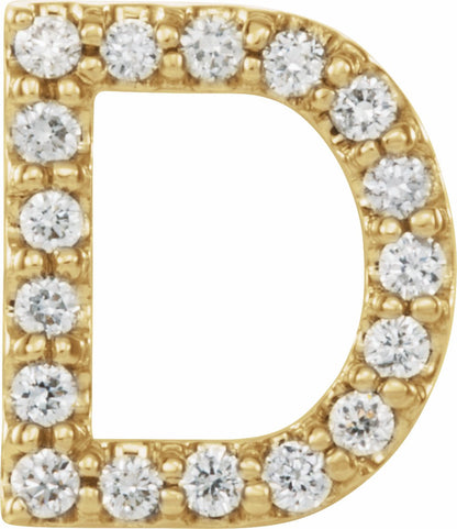 14K Yellow .06 CTW Diamond Single Initial D Earring