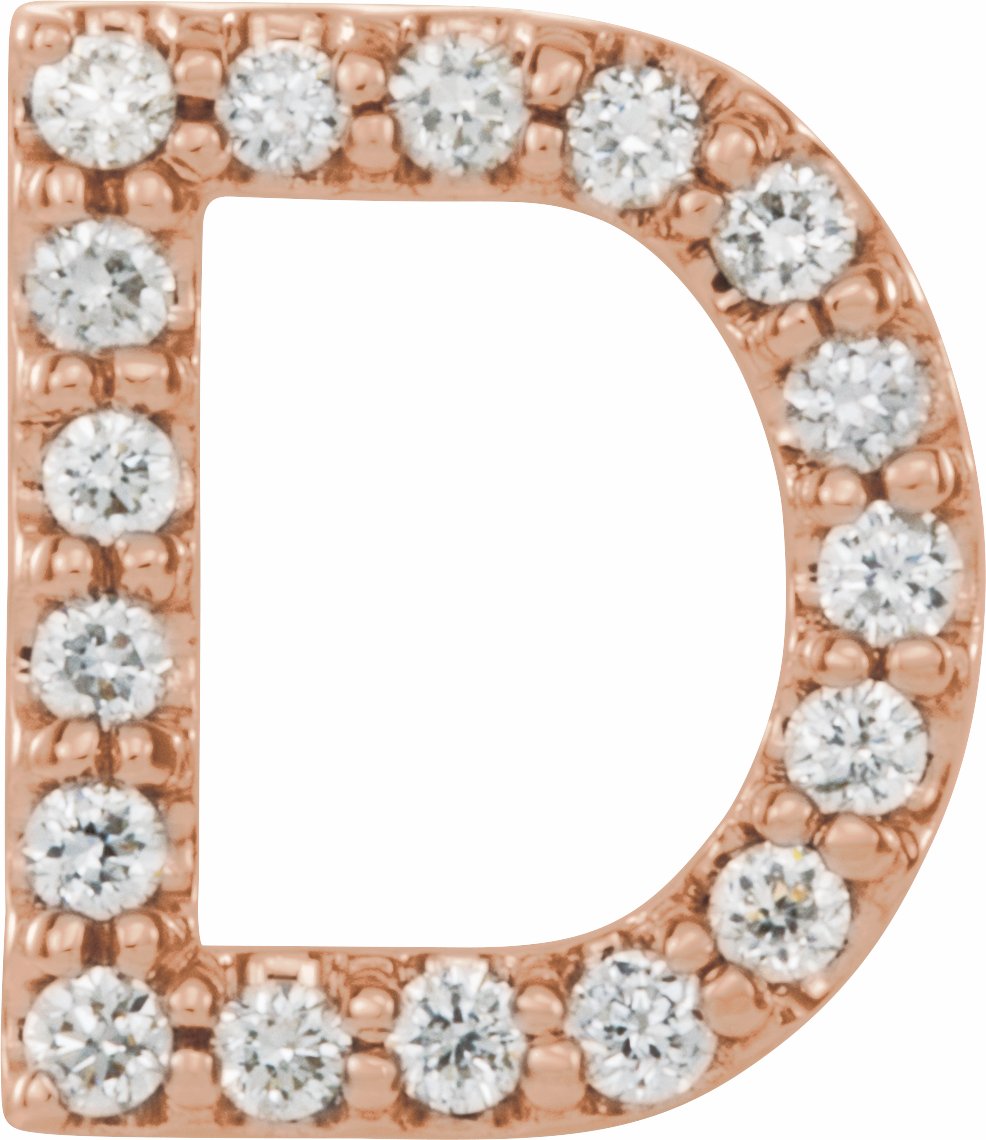 14K Rose .06 CTW Diamond Single Initial D Earring