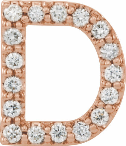 14K Rose .06 CTW Diamond Single Initial D Earring