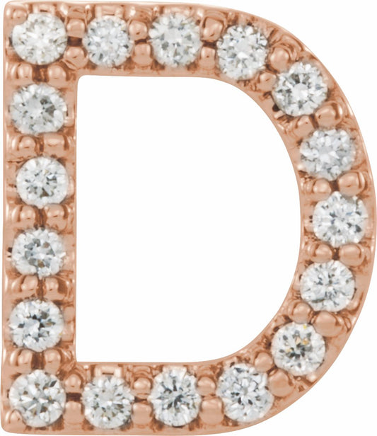 14K Rose .06 CTW Diamond Single Initial D Earring