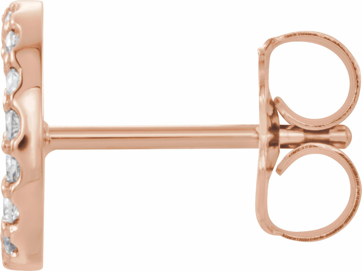14K Rose .06 CTW Diamond Single Initial D Earring