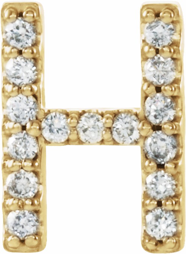 14K Yellow .06 CTW Diamond Single Initial H Earring
