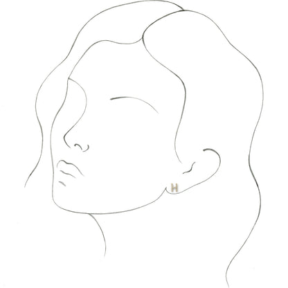14K Yellow .06 CTW Diamond Single Initial H Earring