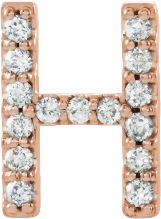 14K Rose .06 CTW Diamond Single Initial H Earring