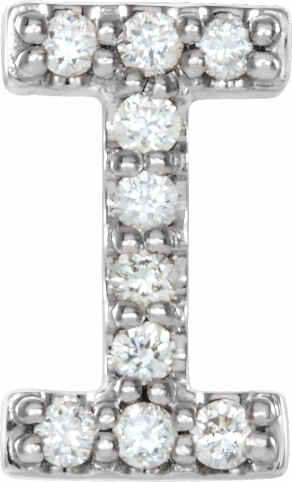 14K White .04 CTW Diamond Single Initial I Earring