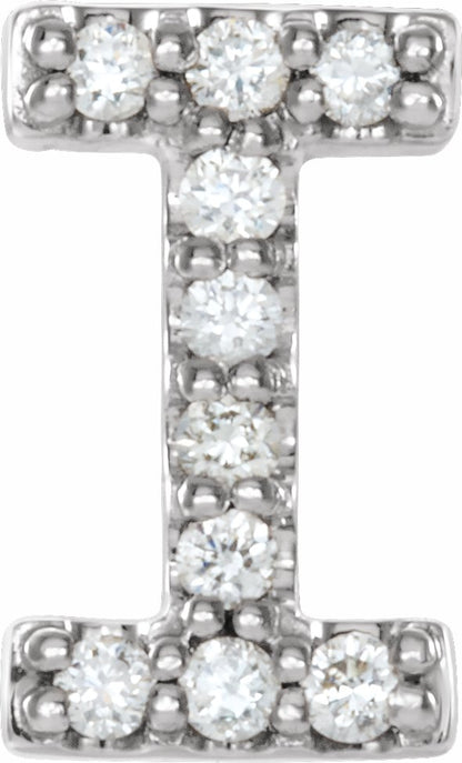 14K White .04 CTW Diamond Single Initial I Earring