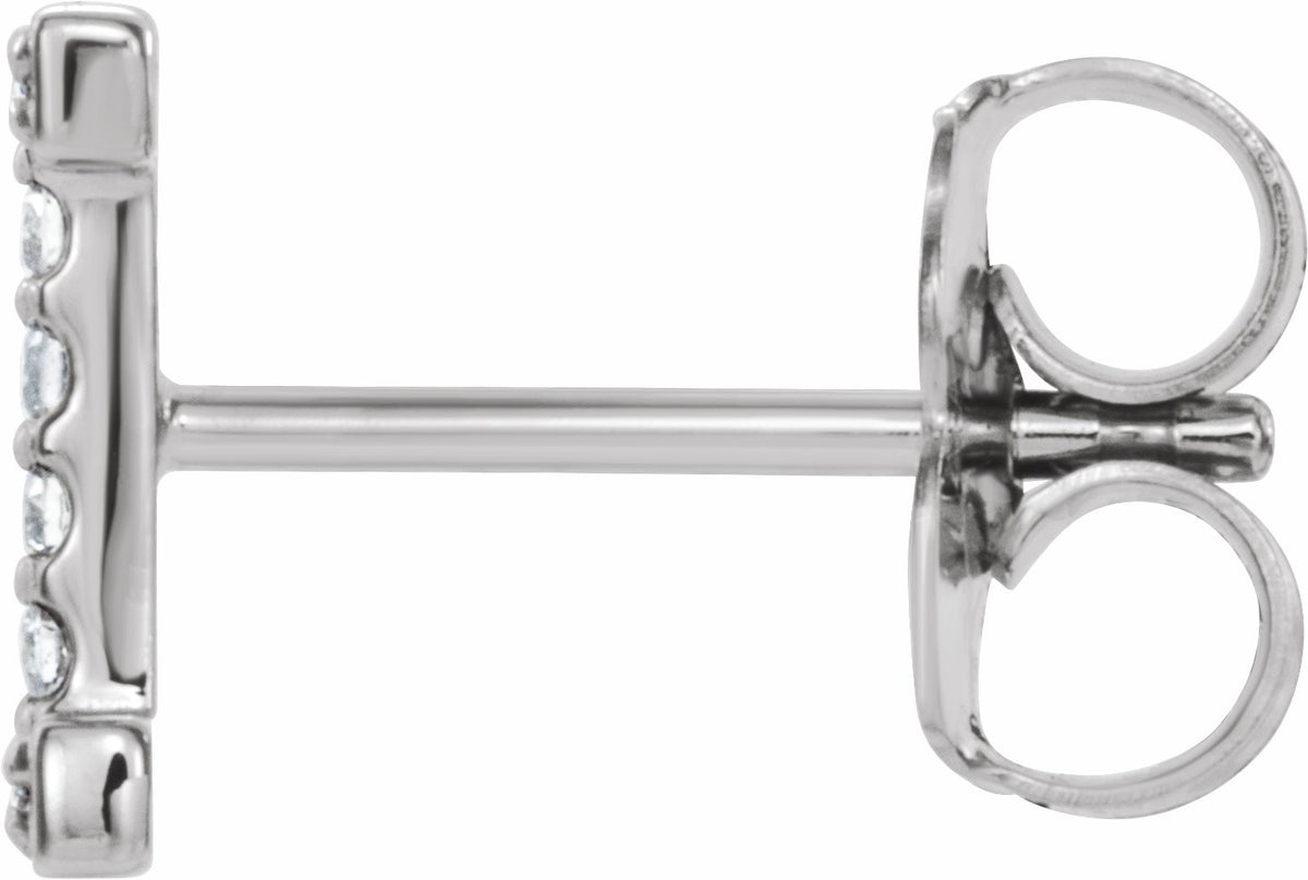 14K White .04 CTW Diamond Single Initial I Earring
