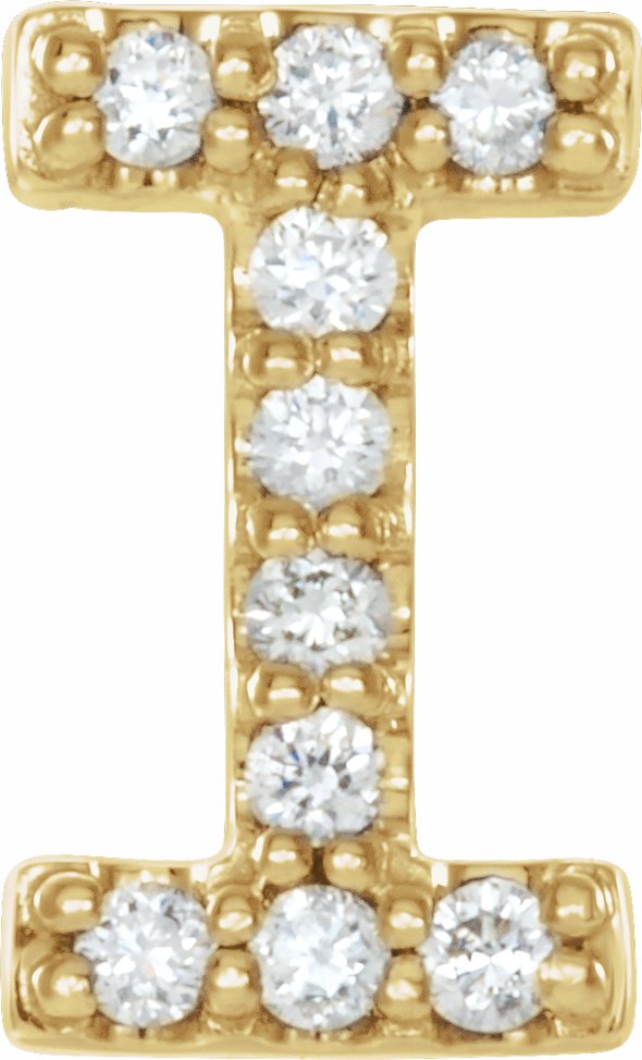 14K Yellow .04 CTW Diamond Single Initial I Earring