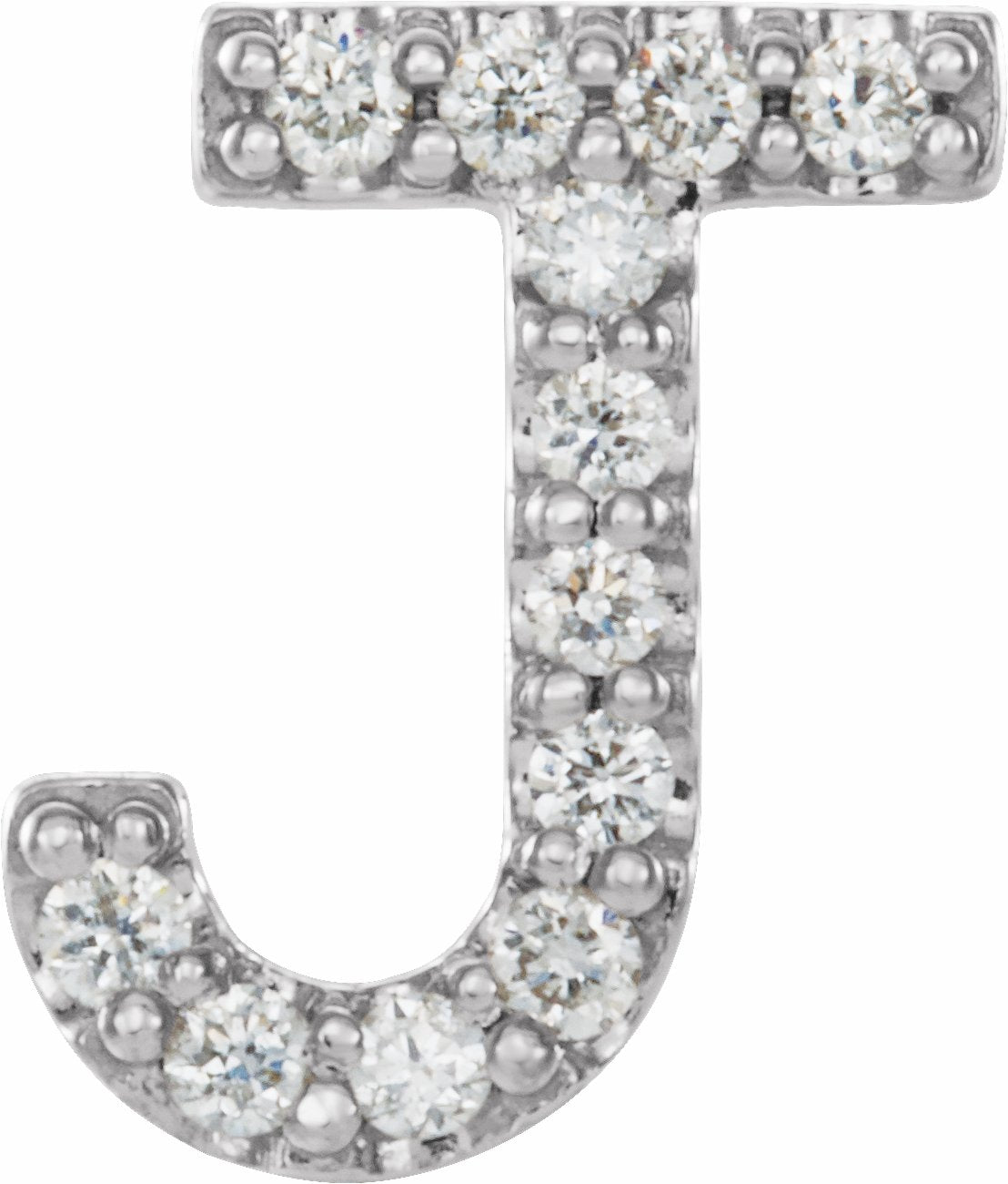 14K White .05 CTW Diamond Single Initial J Earring