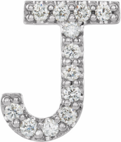 14K White .05 CTW Diamond Single Initial J Earring