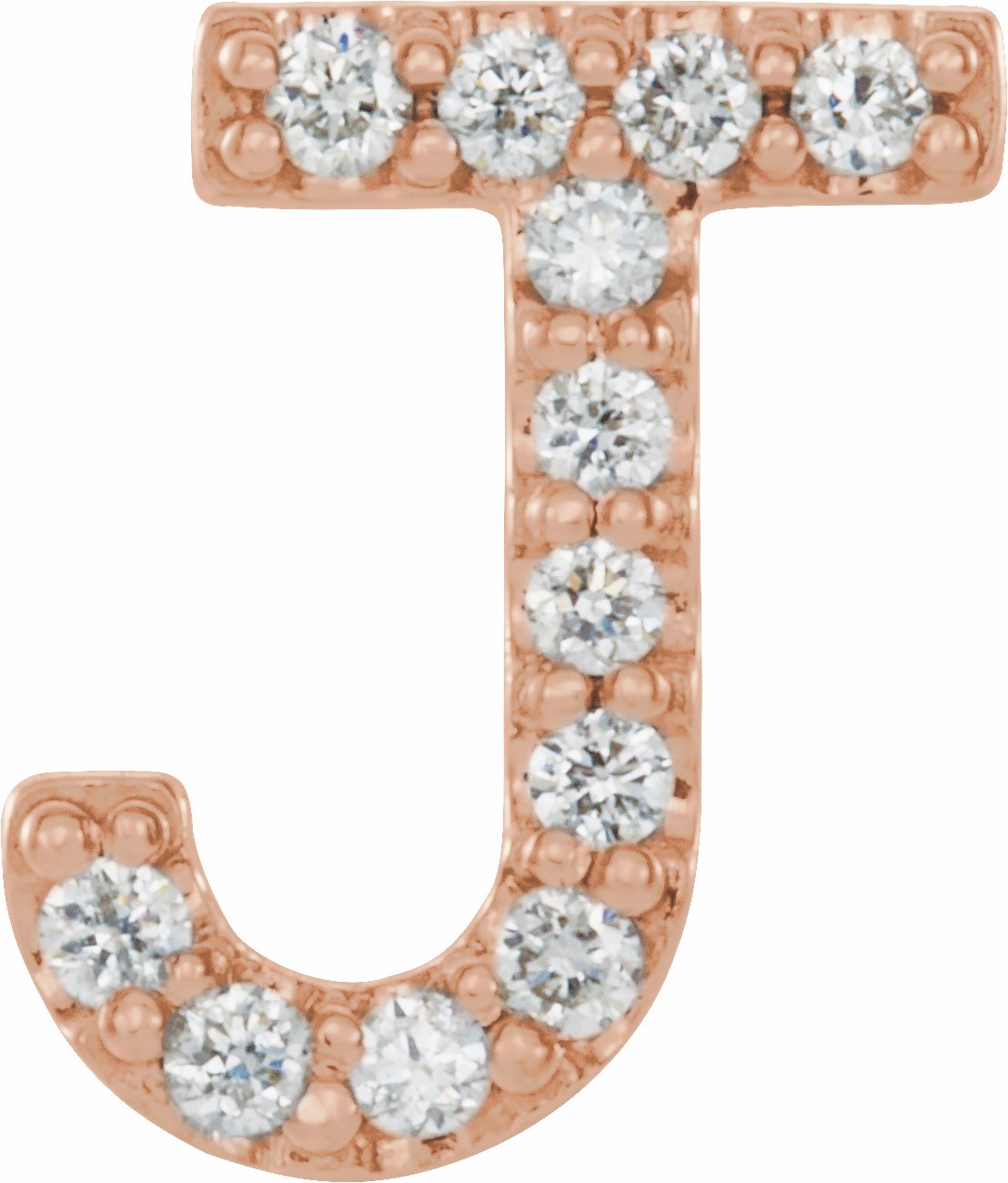 14K Rose .05 CTW Diamond Single Initial J Earring