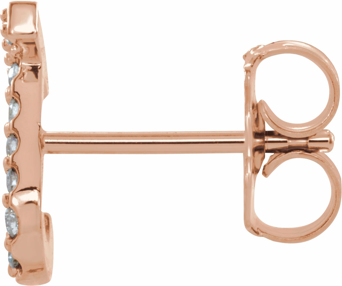 14K Rose .05 CTW Diamond Single Initial J Earring