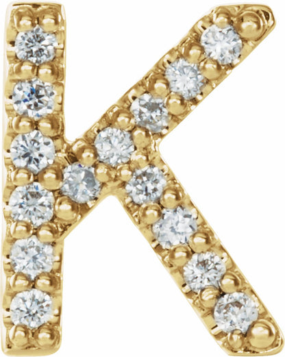 14K Yellow .05 CTW Diamond Single Initial K Earring