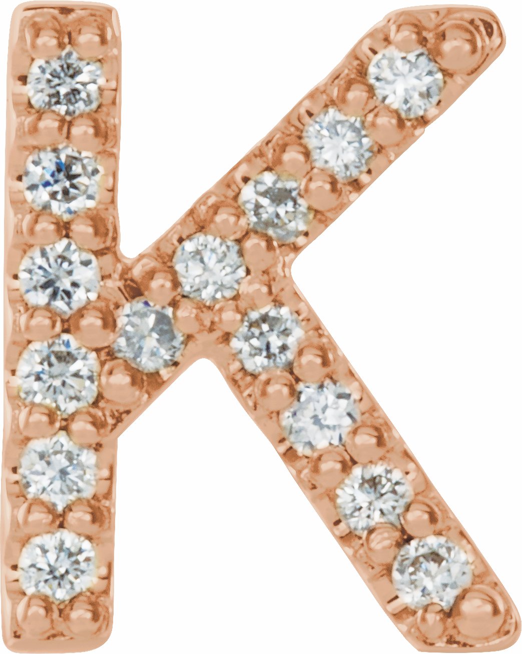 14K Rose .05 CTW Diamond Single Initial K Earring