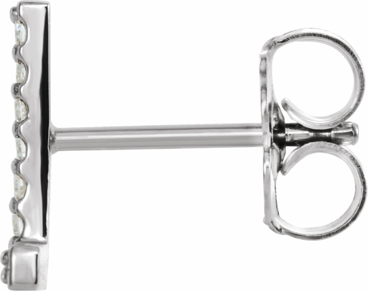 14K White .04 CTW Diamond Single Initial L Earring