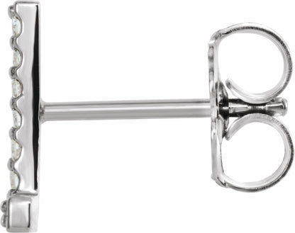 14K White .04 CTW Diamond Single Initial L Earring