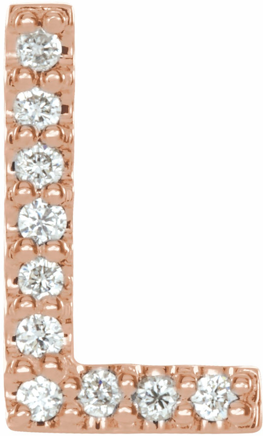 14K Rose .04 CTW Diamond Single Initial L Earring