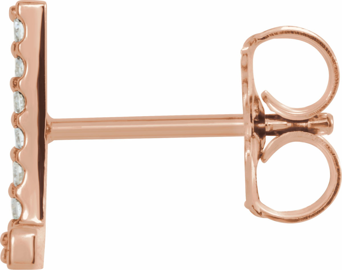 14K Rose .04 CTW Diamond Single Initial L Earring