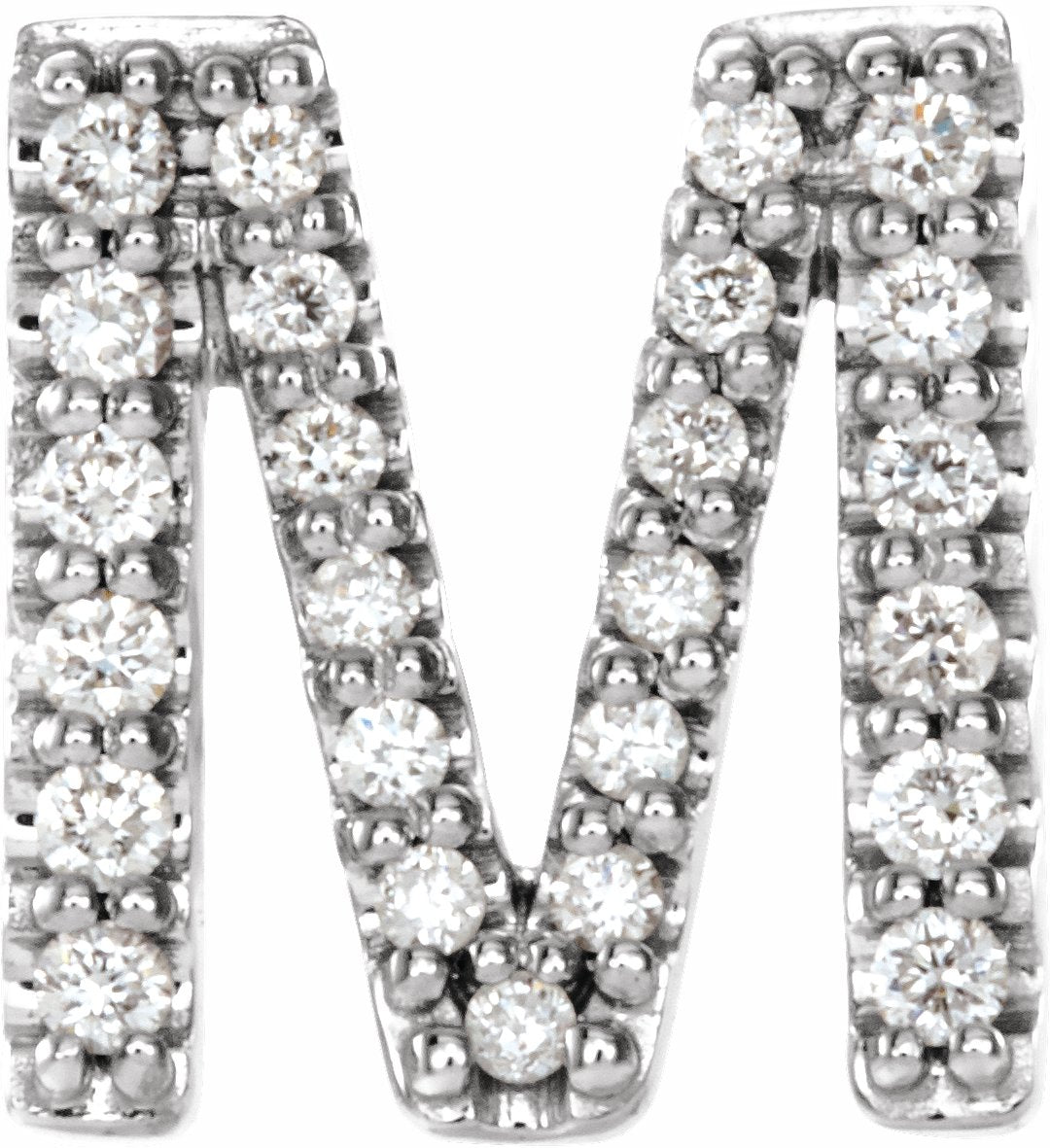 14K White .08 CTW Diamond Single Initial M Earring