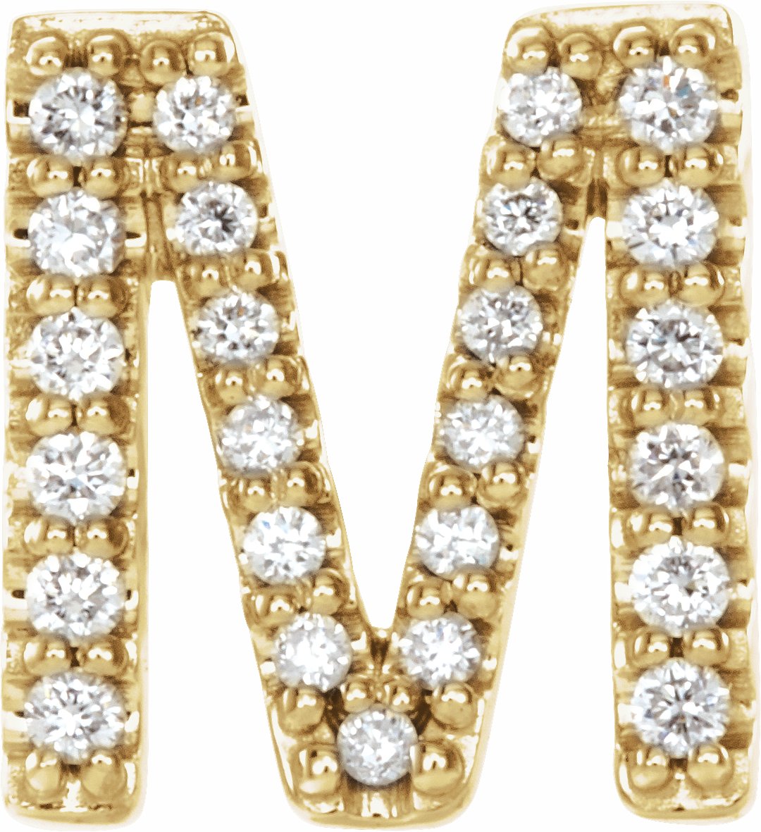 14K Yellow .08 CTW Diamond Single Initial M Earring