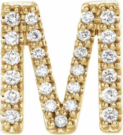 14K Yellow .08 CTW Diamond Single Initial M Earring