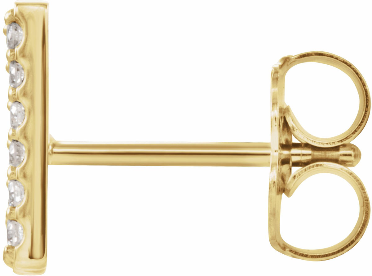 14K Yellow .08 CTW Diamond Single Initial M Earring