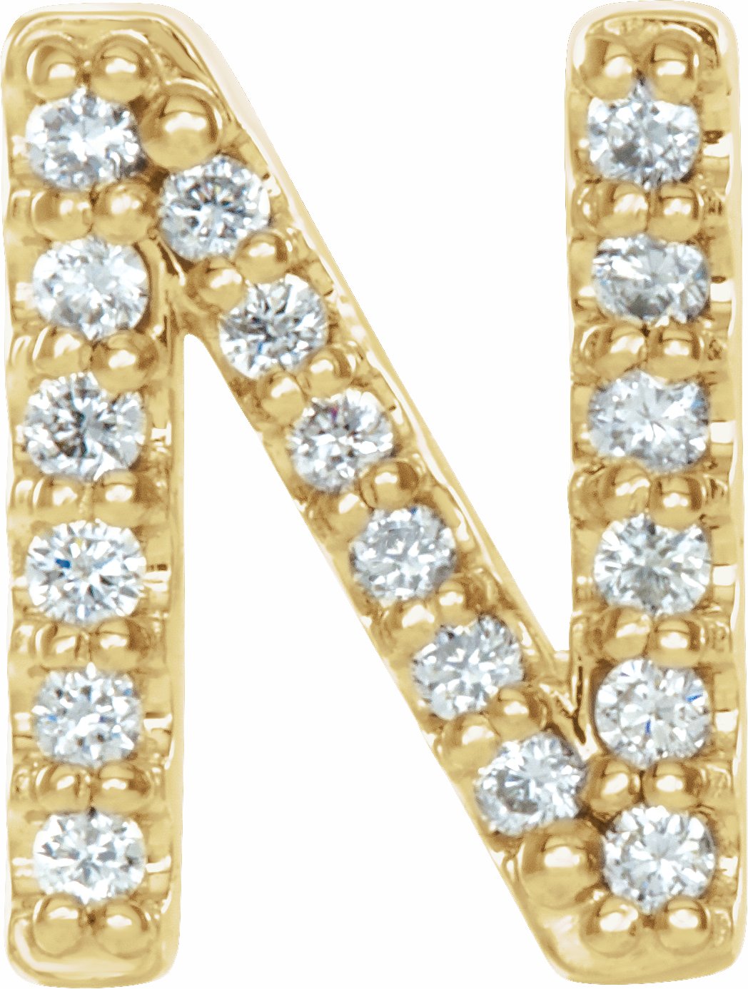 14K Yellow .06 CTW Diamond Single Initial N Earring