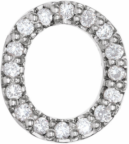 14K White .07 CTW Diamond Single Initial O Earring