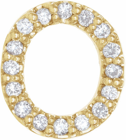 14K Yellow .07 CTW Diamond Single Initial O Earring