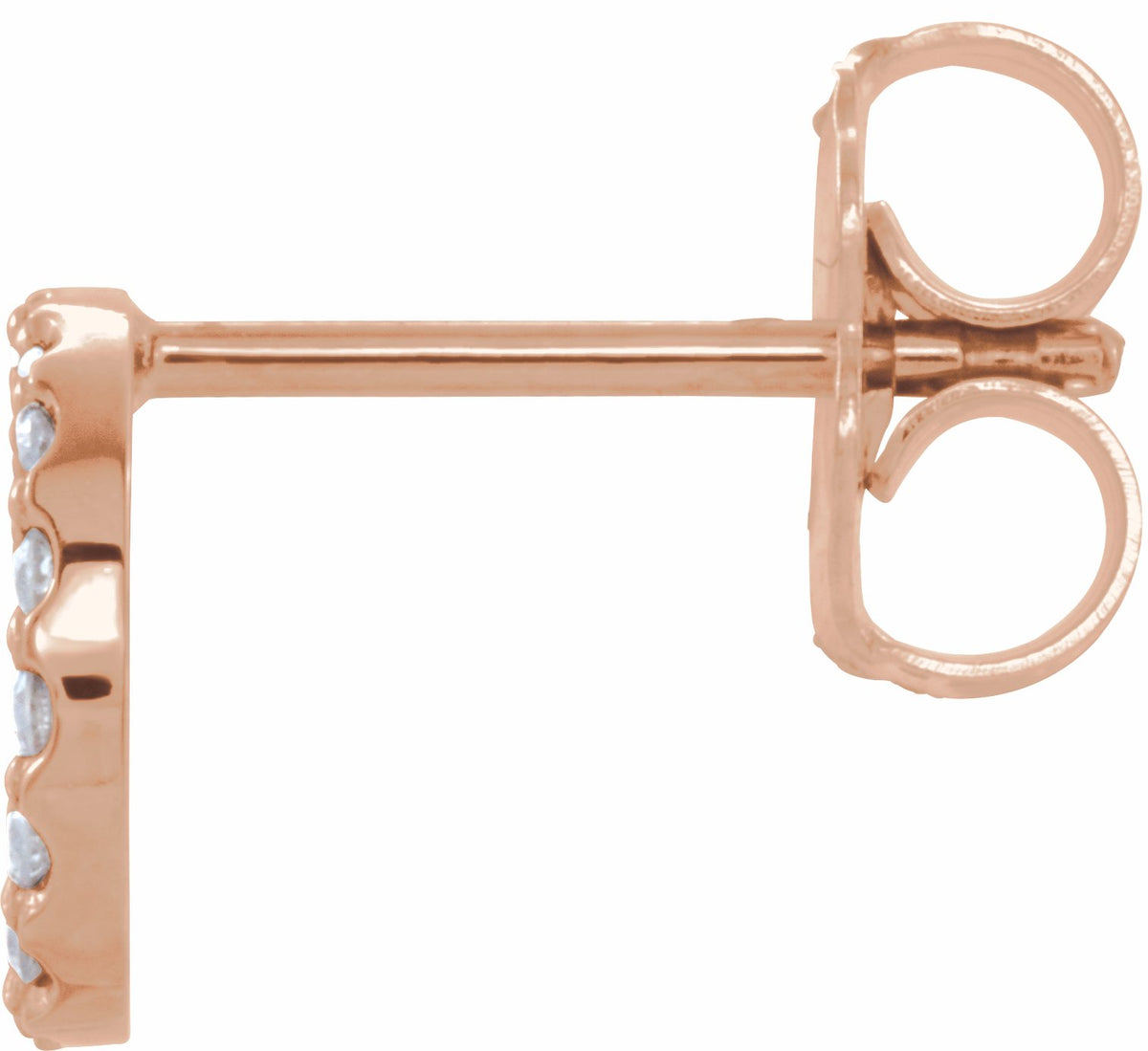 14K Rose .07 CTW Diamond Single Initial O Earring