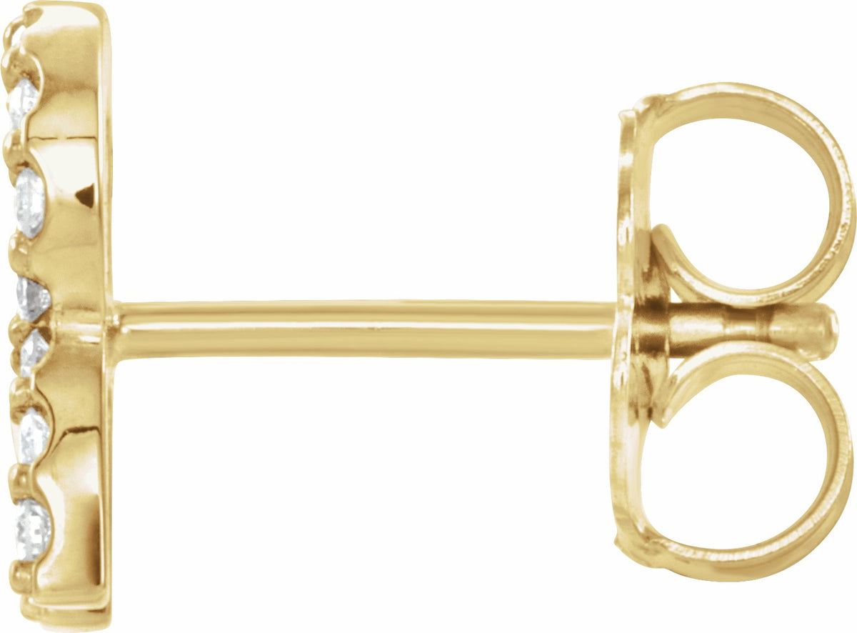 14K Yellow .06 CTW Diamond Single Initial R Earring