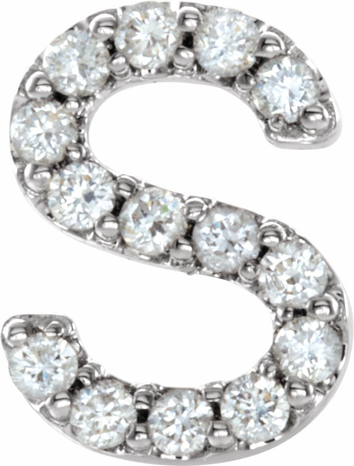 14K White .05 CTW Diamond Single Initial S Earring