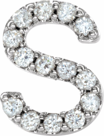 14K White .05 CTW Diamond Single Initial S Earring