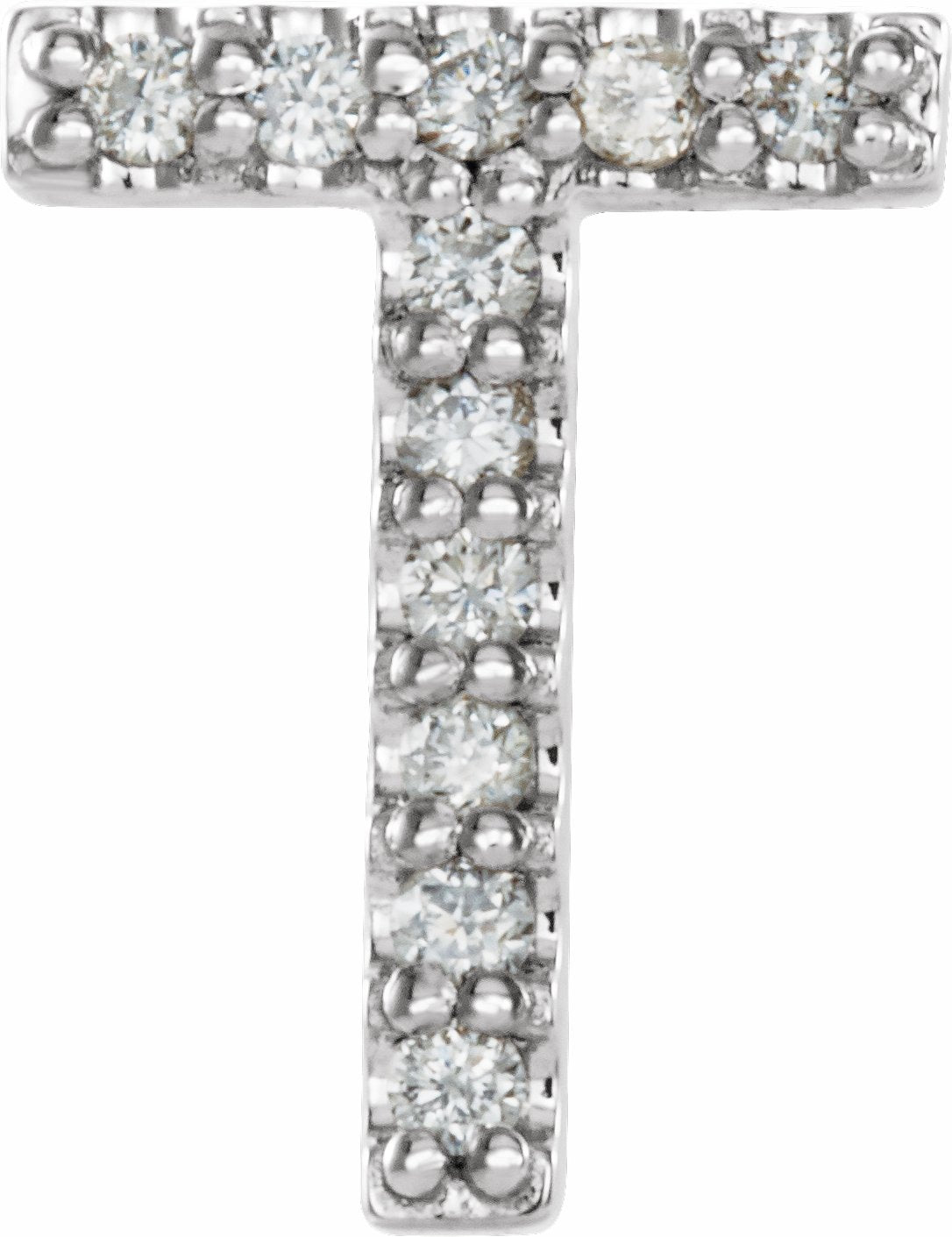 14K White .04 CTW Diamond Single Initial T Earring