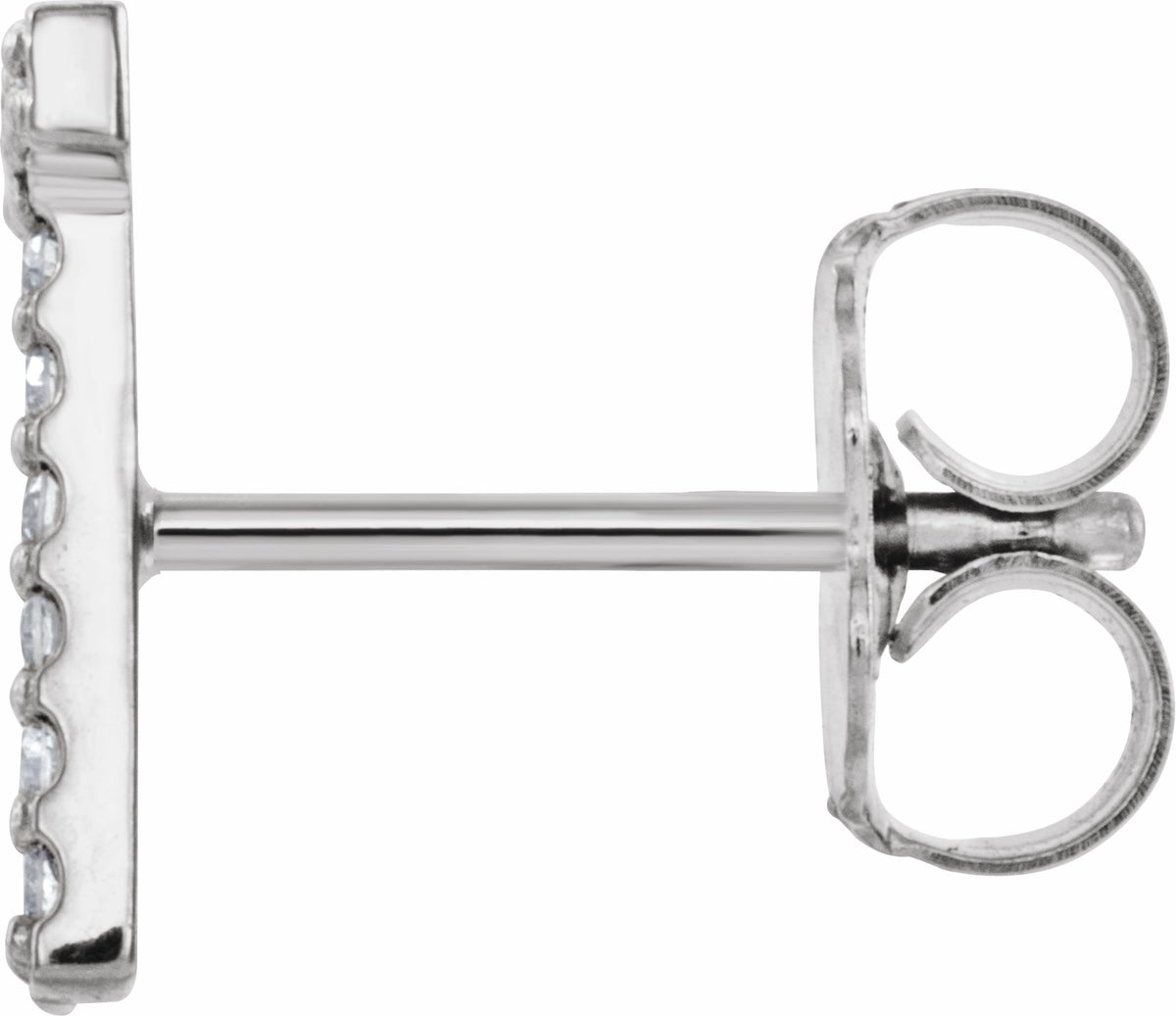 14K White .04 CTW Diamond Single Initial T Earring