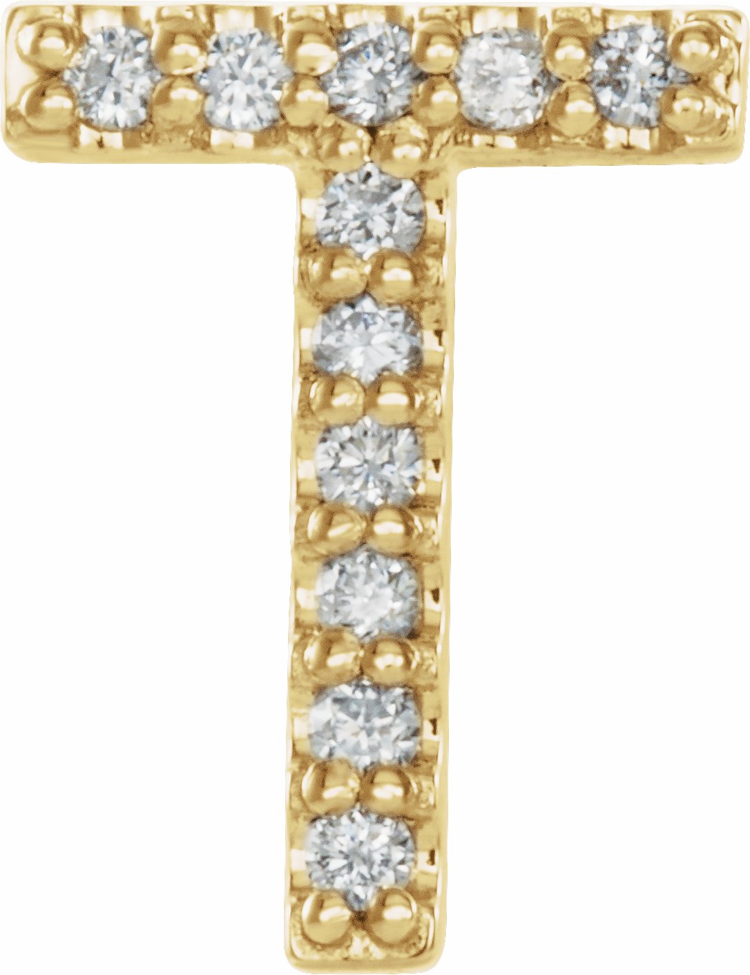 14K Yellow .04 CTW Diamond Single Initial T Earring