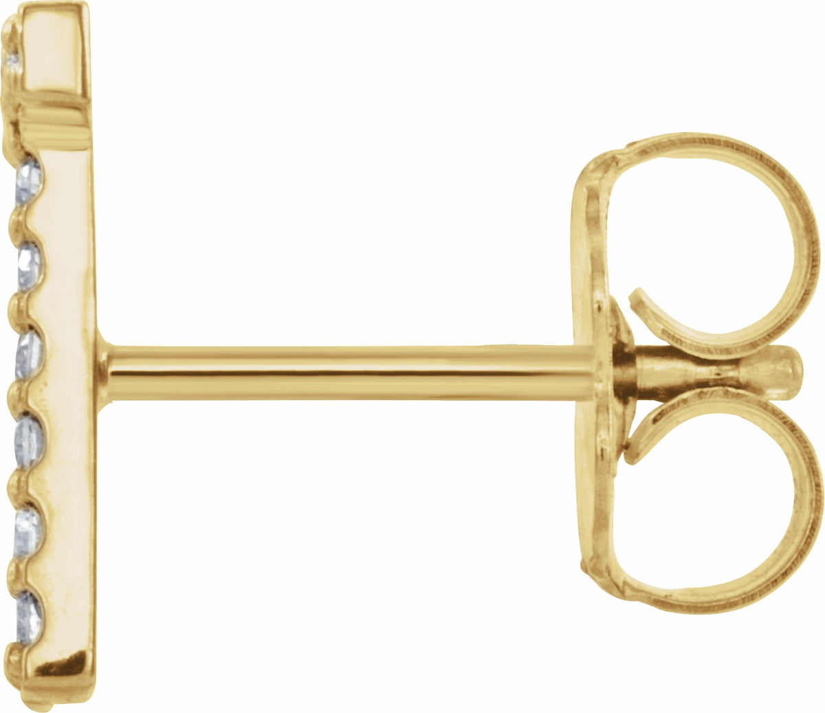 14K Yellow .04 CTW Diamond Single Initial T Earring