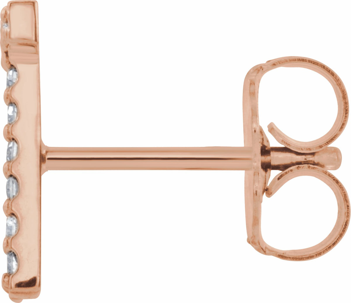 14K Rose .04 CTW Diamond Single Initial T Earring