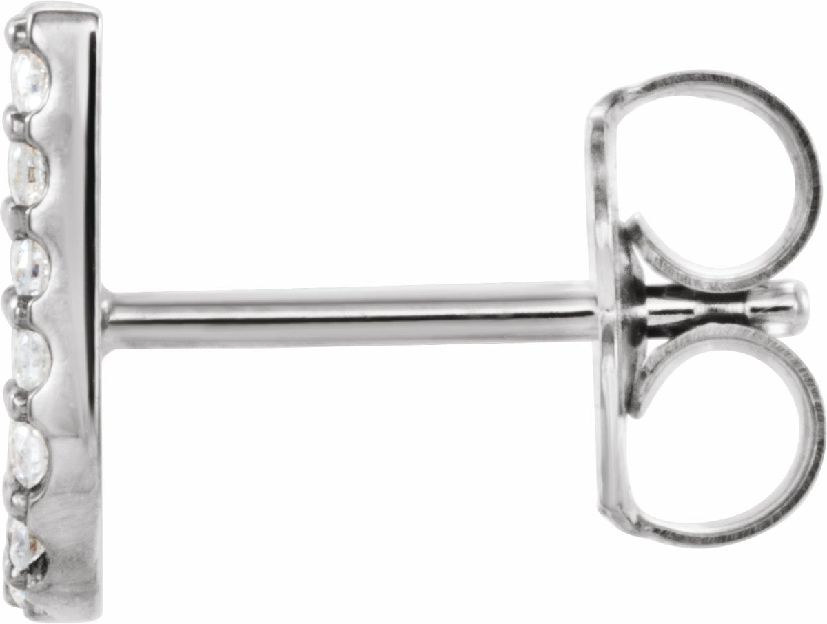 14K White .06 CTW Diamond Single Initial U Earring