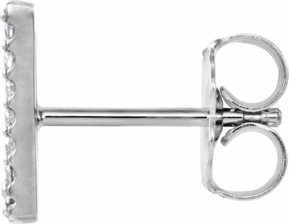 14K White .03 CTW Diamond Single Initial V Earring