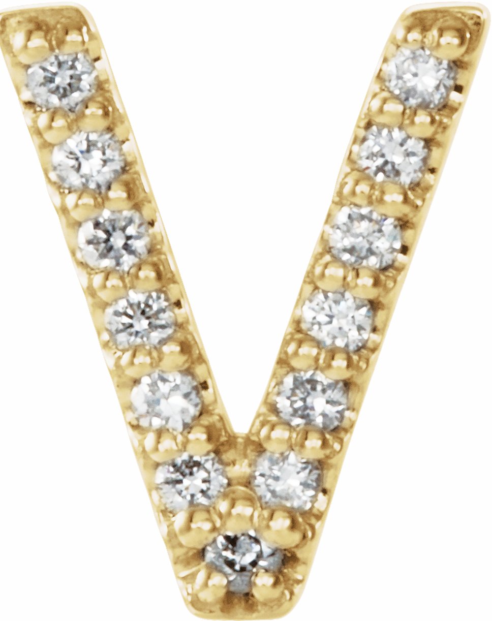14K Yellow .03 CTW Diamond Single Initial V Earring